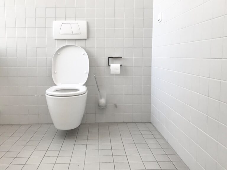 White toilet bowl with cistern tank
